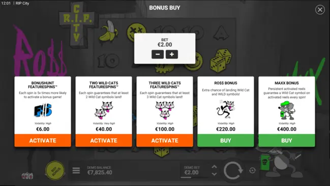 RIP City real money bonus buy menu showing Ro$$ and Maxx purchase options