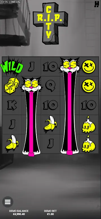 Play RIP City expanding Wild Cat covering reel with multiplier